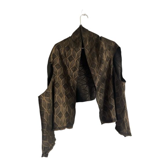 Womens Wrap Jacket Leaf Pattern Reversible Fly Vest One Size green Bronze/Black - Picture 6 of 8